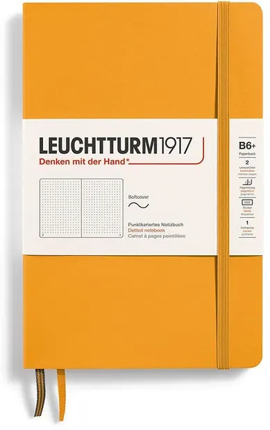 Caiet Leuchtturm1917 Paperback - B6+, portocaliu, pagini cu puncte, copertă moale