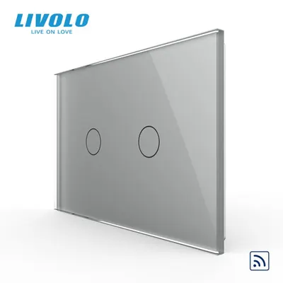 Intrerupator dublu, standard italian, control telecomanda RF, cu panou sticla, 3M Gri