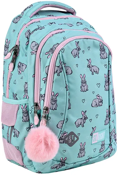 Ghiozdan școlar St. Right Grey Rabbits - Cu 3 compartimente