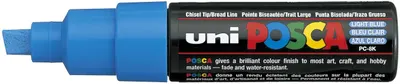 Marker permanent cu un varf tesit Uni Posca - PC-8K, 8 mm, albastru deschis