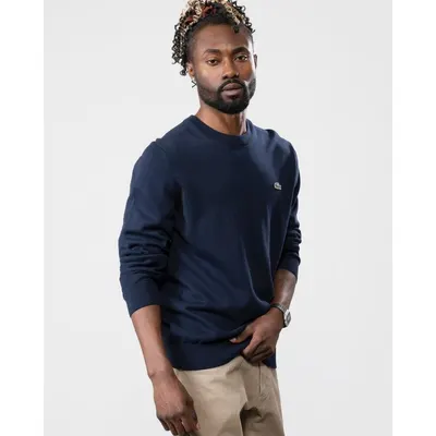 Pulover Lacoste clasic bleumarin cu guler rotund
