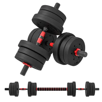 Set de 2 gantere HOMCOM, 12 discuri de greutate, 20 kg, conector negru