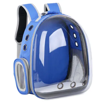 Rucsac Pentru Transport Pisici, Albastru Inchis, Transparent, 31x42x28 cm
