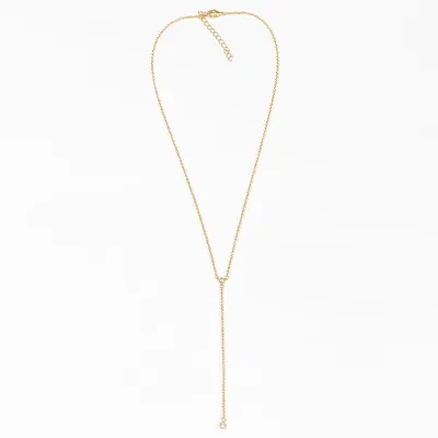 Colier placat cu aur 14K cu lant delicat si design minimalist tip Y