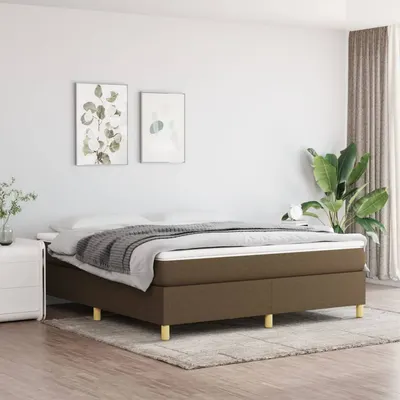 vidaXL Pat box spring cu saltea, maro închis, 160x200 cm, textil