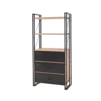 Biblioteca COSMO CORTEX, 3 sertare, pin atlantic + negru, 90x35x180 cm