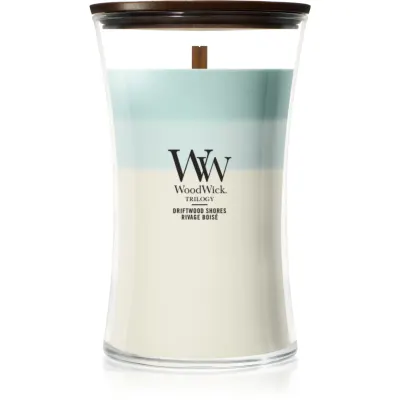 Woodwick Trilogy Driftwood Shores lumânare parfumată cu fitil din lemn 610 g