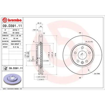 Disc frana BREMBO 09.D391.11