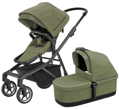 Cărucior combinat 2 în 1 Thule - Sleek, verde deschis/negru