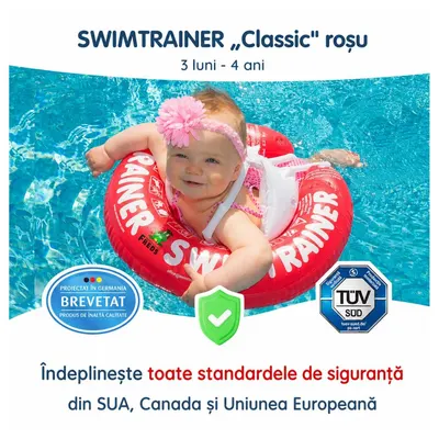 Colac de inot pentru bebelusi si copii Swimtrainer Classic rosu 3 luni-4 ani Freds Swim Academy