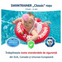 Colac de inot pentru bebelusi si copii Swimtrainer Classic rosu 3 luni-4 ani Freds Swim Academy