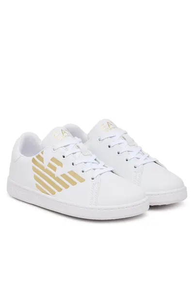 Pantofi sport copii - adidasi fete - alb/aurie - piele ecologica