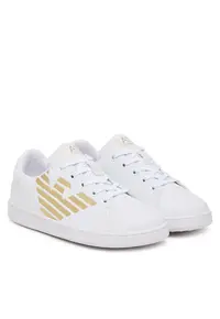 Pantofi sport copii - adidasi fete - alb/aurie - piele ecologica