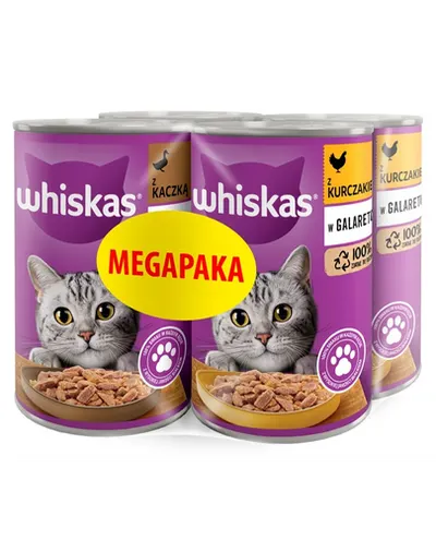 WHISKAS Adult Megapack Mix pui și rață în aspic 4x400 g hrană umedă pisici adulte