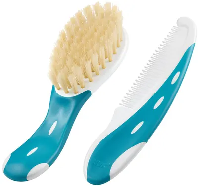 Set perie și pieptene Nuk - Păr natural, albastru