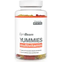 GymBeam Multivitamin Yummies bomboane tip jeleu cu complex de multivitamine aroma Orange, Lemon, Cherry 150 g