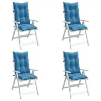 vidaXL Perne scaun spătar înalt 4buc melanj albastru 120x50x7cm textil
