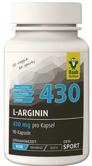 L-Arginin, 430 mg, 90 capsule, Raab Vitalfood