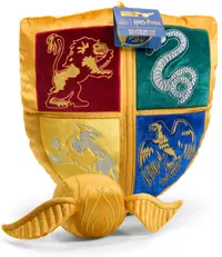 Pernă decorativă The Noble Collection Movies: Harry Potter - Hogwarts Crest and Snitch