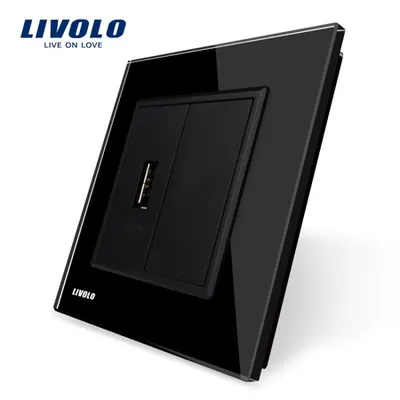 Priza simpla USB Negru