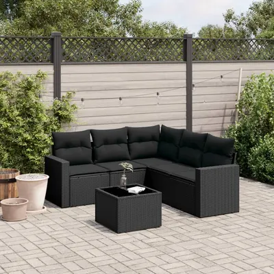 Gossi set mobilier de gradina cu perne, 6 piese, negru, poliratan