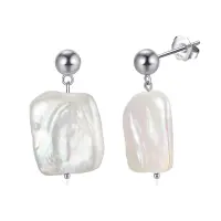 Cercei argint 925, JW1736, model perla neregulata, placati cu rodiu