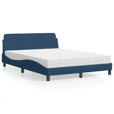 vidaXL Pat cu saltea, Dover, albastru, 140x200cm, material textil