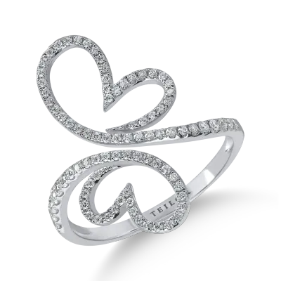 Inel fluture din aur alb cu diamante de 0.3ct