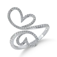 Inel fluture din aur alb cu diamante de 0.3ct