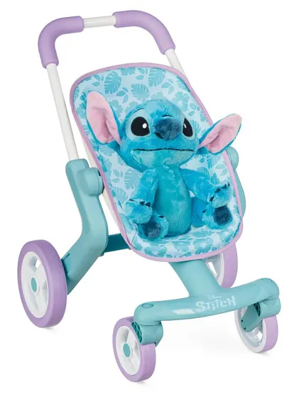 Set de joacă Smoby – cărucior pentru păpuși cu jucărie de pluș Stitch