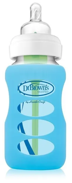 Protector pentru biberon de sticlă Dr. Brown's - albastru închis, 270 ml