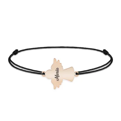 Angelino - Bratara personalizata snur ingeras din argint 925 placat cu aur roz