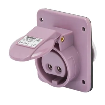 Priza industriala incastrata 10° - IP44 - 3P 16A 20-25V 50-60HZ VIOLET - n.r. - Strangere cu surub