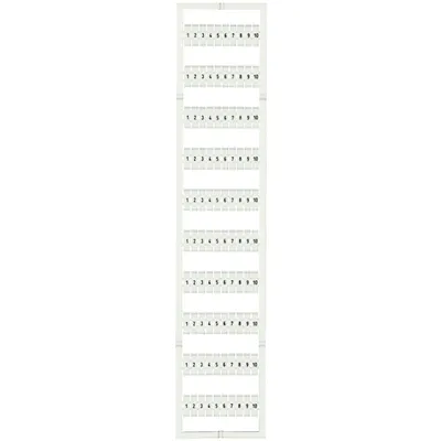 WMB marking card; as card; MARKED; 1 ... 10 (10x); Horizontal marking; snap-on type; white