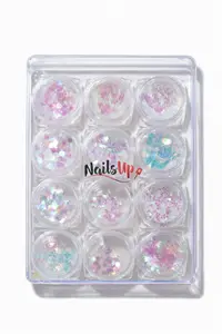 Set 12 Decor Unghii NailsUp Paiete Si Glitter Nail Art White 02
