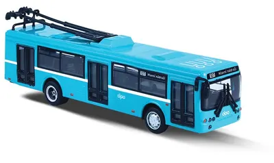 Troleibuz metalic Rappa - 16 cm, albastru