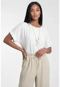 Bluza dama - M1322 - croiala lejera - decolteu rotund - alba - 100% poliester