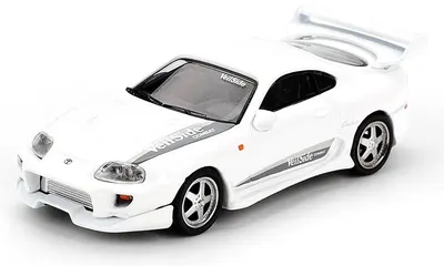 Model colecționar Mini GT Modern: Automobile - Toyota Supra VeilSide Combat V-I White Pearl Metallic 2014 (LHD)