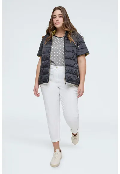 Pantaloni crop cu talie elastica - Alb