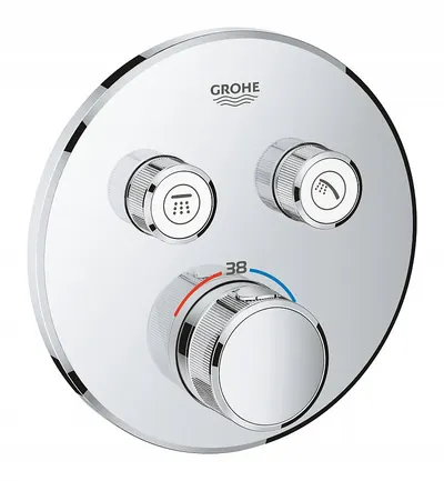 Unitate control Grohe Grohtherm Smartcontrol 29119000, 2 iesiri, termostat, push&turn, masca metalica, filtru impuritati, necesita set fixare, Crom
