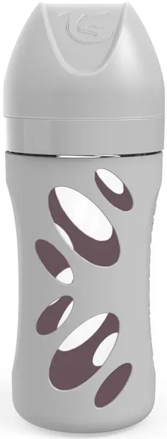 Biberon din sticla anti-colici Twistshake - Gri, 260 ml