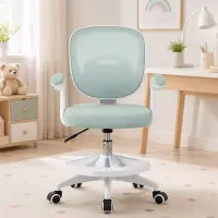 Scaun de birou pentru copii si adolescenti, ergonomic, cu suport pentru picioare, verde menta