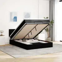 Gossi pat otoman cu saltea si led-uri negru 140x190 cm tesatura