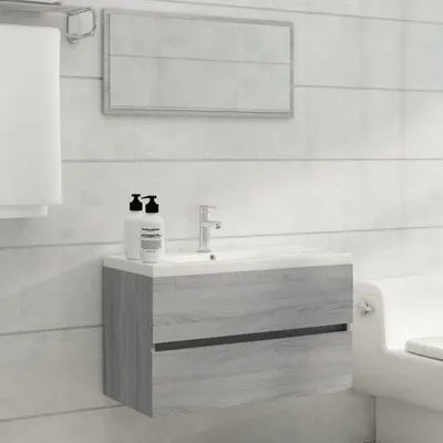 Gossi set mobilier de baie, 2 piese, gri sonoma, lemn prelucrat