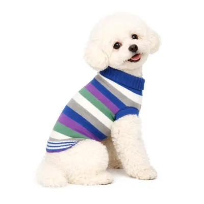 Pulover cu dungi tricotat pentru câini - M
