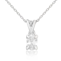 Lant cu pandantiv din aur alb cu diamant oval de 0.4ct