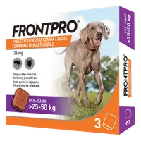 Comprimate masticabile antiparazitare caini, Frontpro XL, 136 mg, >25-50 kg, 3 buc/ cutie