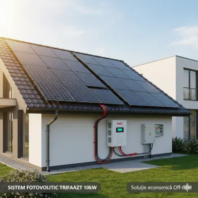 Sistem fotovoltaic trifazat 10kW cu Invertor Hibrid MUST PH3000 si 20 Panouri Monocristaline 495W