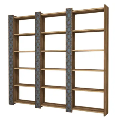 Biblioteca CITY 3, nuc + calcedonie, 184,6x24,2x170 cm