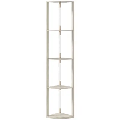 HOMCOM Lampadar Podea LED, 4 Rafturi, Lumină Reglabilă 3000K, MDF, 41x29,5x163,5 cm, Stejar | Aosom Romania
